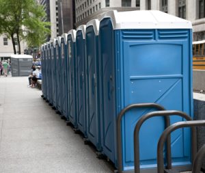 row of porta potties in chicago