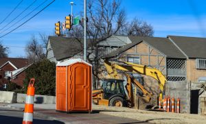 porta potty at a construction site